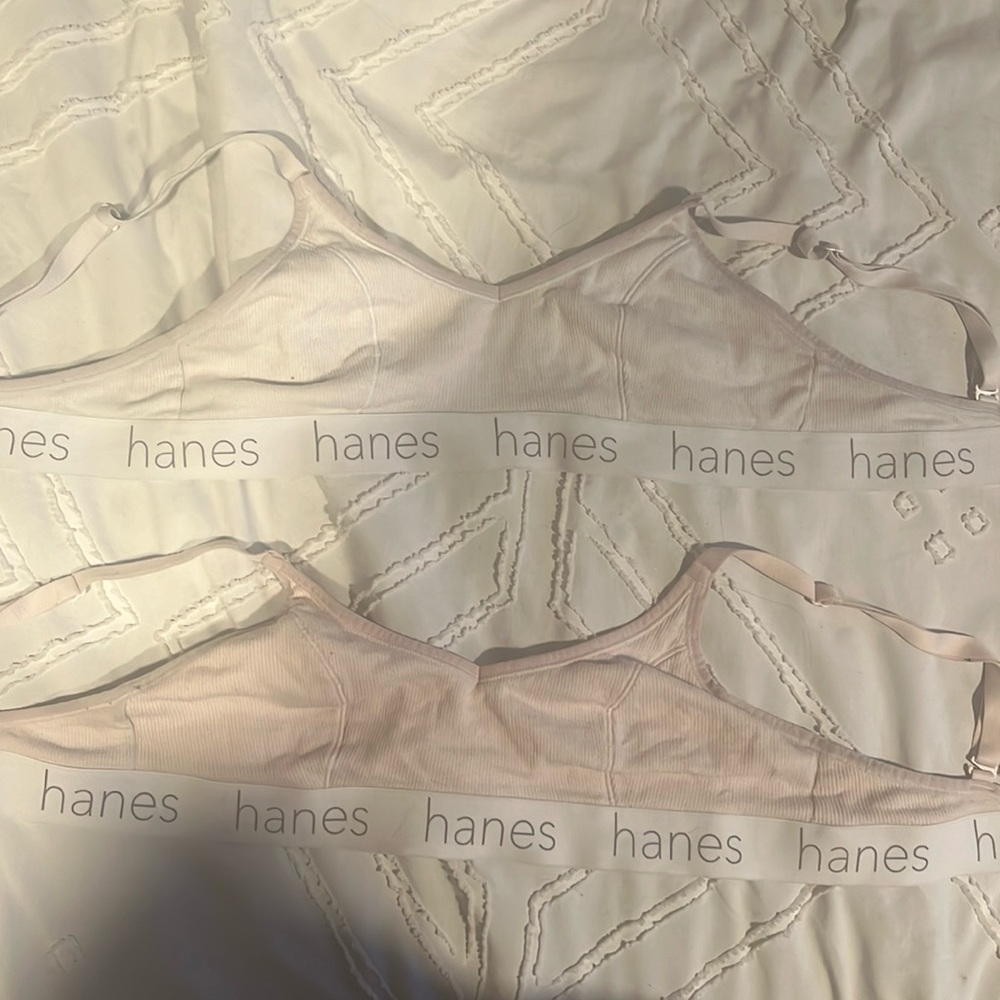 Hanes pink and white bra set